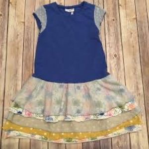 Matilda Jane 435 Girls Size 14 Happy Free Beignet Blue Tiered Dress